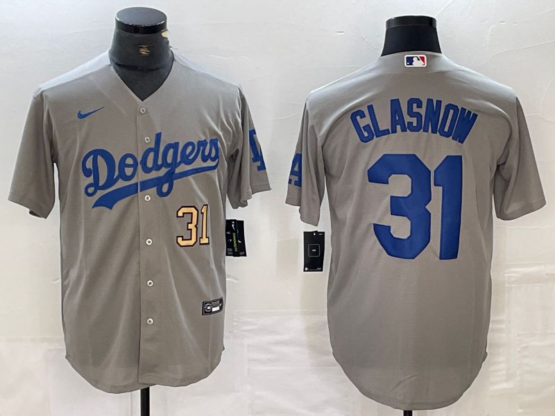 Men Los Angeles Dodgers #31 Glasnow Grey Nike Game MLB Jersey style 10->los angeles dodgers->MLB Jersey